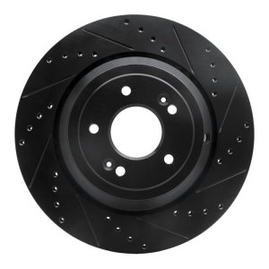 Genesis G90 Brake Rotor (1) - Rear Right - R1 Concepts - Drilled & Slotted - Black - `17-`19